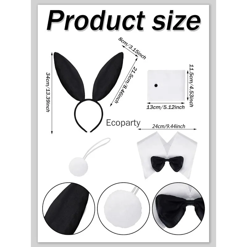 새로운 여성 부활절 토끼 의상 세트 섹시한 토끼 소녀 코스프레 토끼 귀 머리띠 세트 여성 할로윈 파티 의상 액세서리