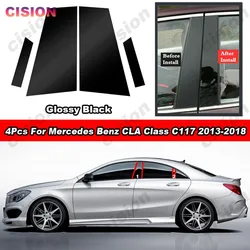 Glossy Piano Black Car Door Window Middle BC Pillar Post Center Column Mirror Effect Cover Trim For Mercedes Benz CLA Class C117