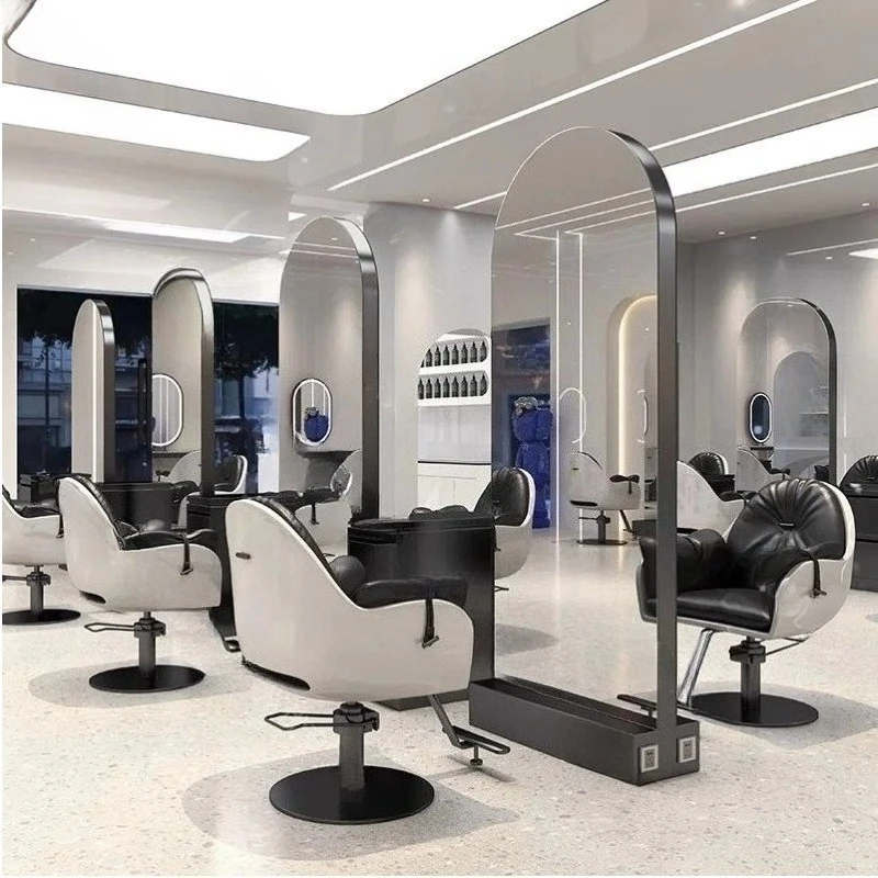 

Barber shop mirror hair salon dedicated Internet celebrity hair salon mirror table single and double sided with light