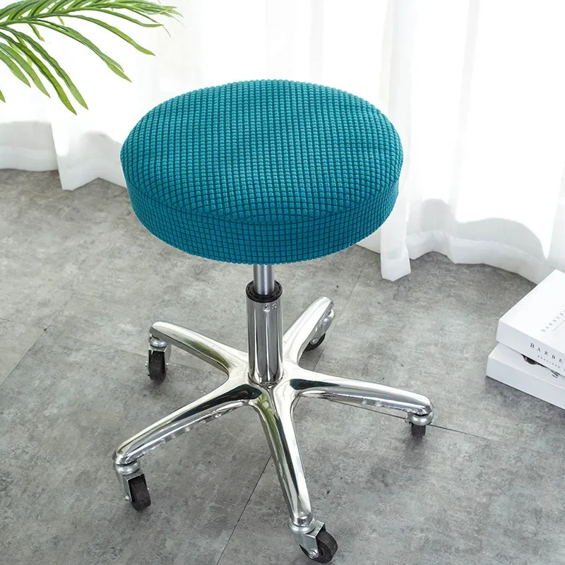 Solid Color Round Chaircover Dining Stool Cover Elastic Chair Cushioncover Washable Bar Seatcover Seat Slipcover Thickened