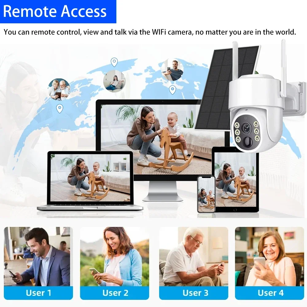 Tuya 5MP بطارية تعمل بالطاقة الشمسية كاميرا متحركة واي فاي ربط PIR كشف اللون للرؤية الليلية مقاوم للماء تصميم السلامة الداخلية في الهواء الطلق #6