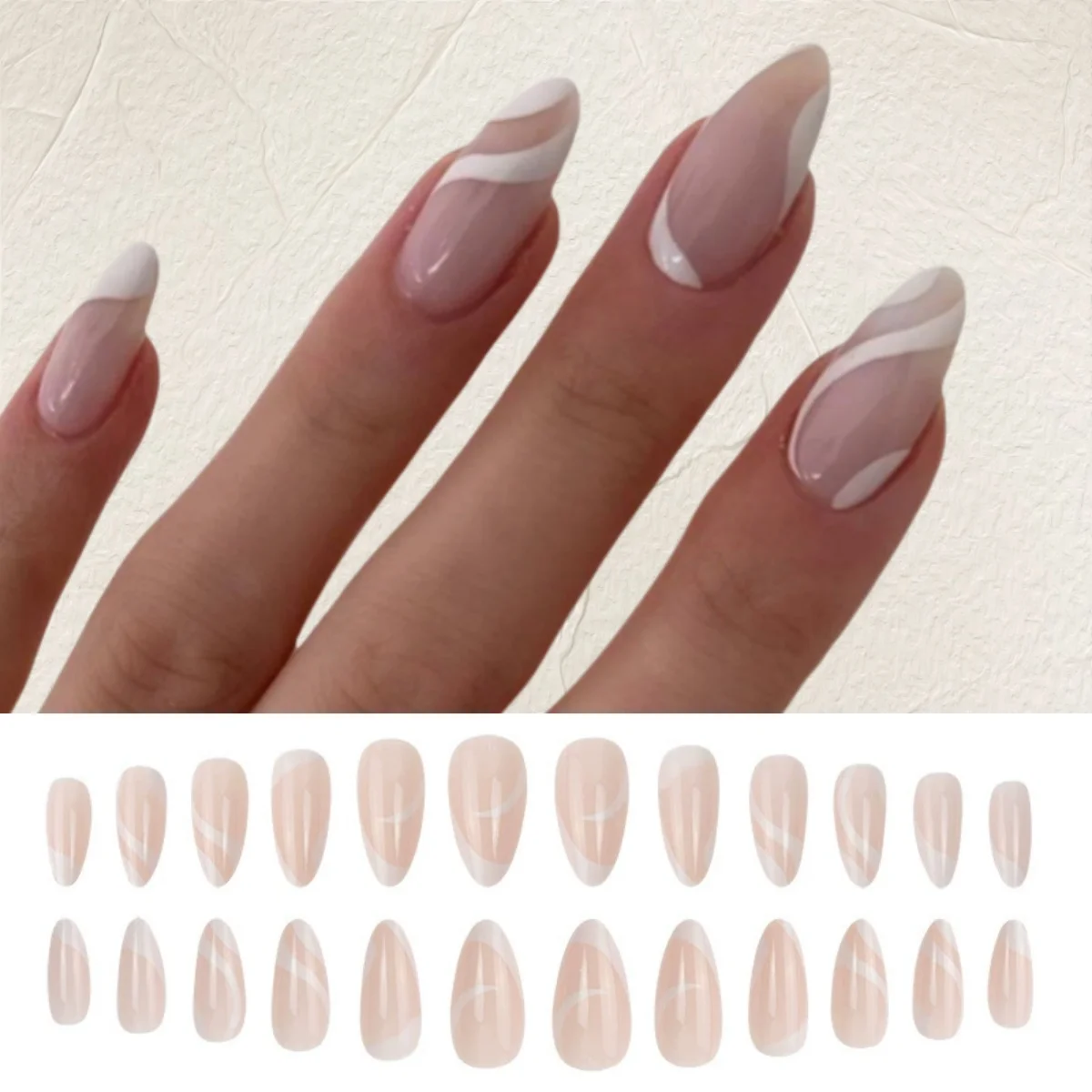 24 Pz/scatola Bianco Argento Bordo Francese Presse sulle Unghie Art Unghie Finte Set Impermeabile Rimovibile Unghie Finte Forniture per I Professionisti