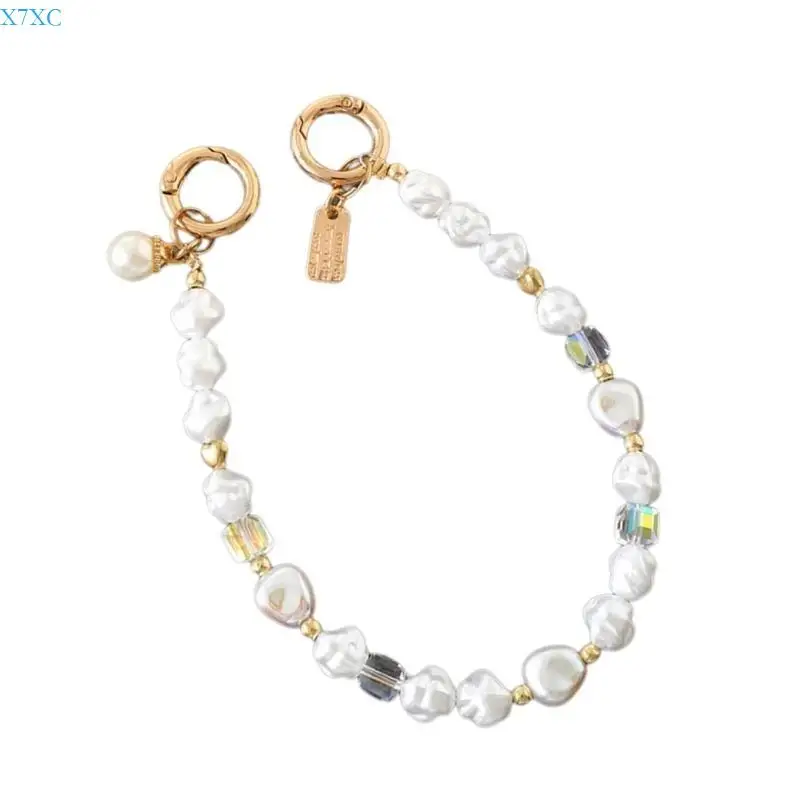 

X7XC Pearls Beaded Bag Charm Wrist Strap Phone Charms Strap Phone Wrist Strap Phone Case Decoration