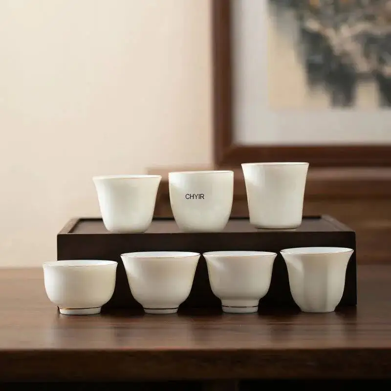 White Sheep Fat Jade Tea Cup Ceramic Kung Fu Teacup Household White Jade Porcelain Tea Cup Керамическая Чашка