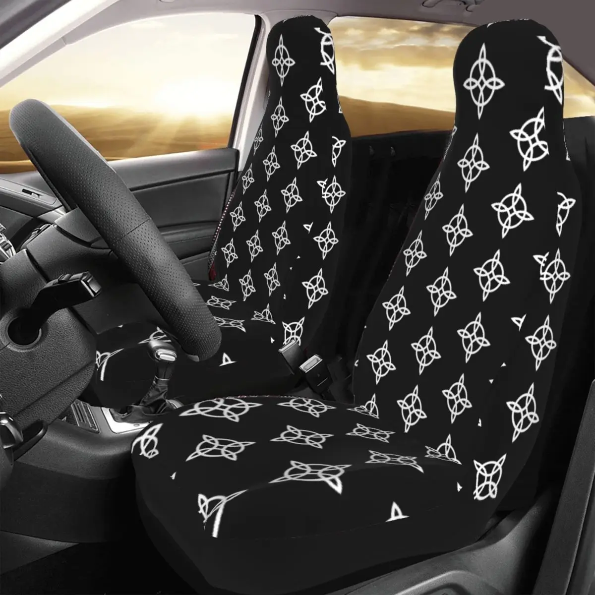 

Witch Knot,Gothic Car Seat Cover Custom Printing Universal Front Protector Accessories Cushion Set