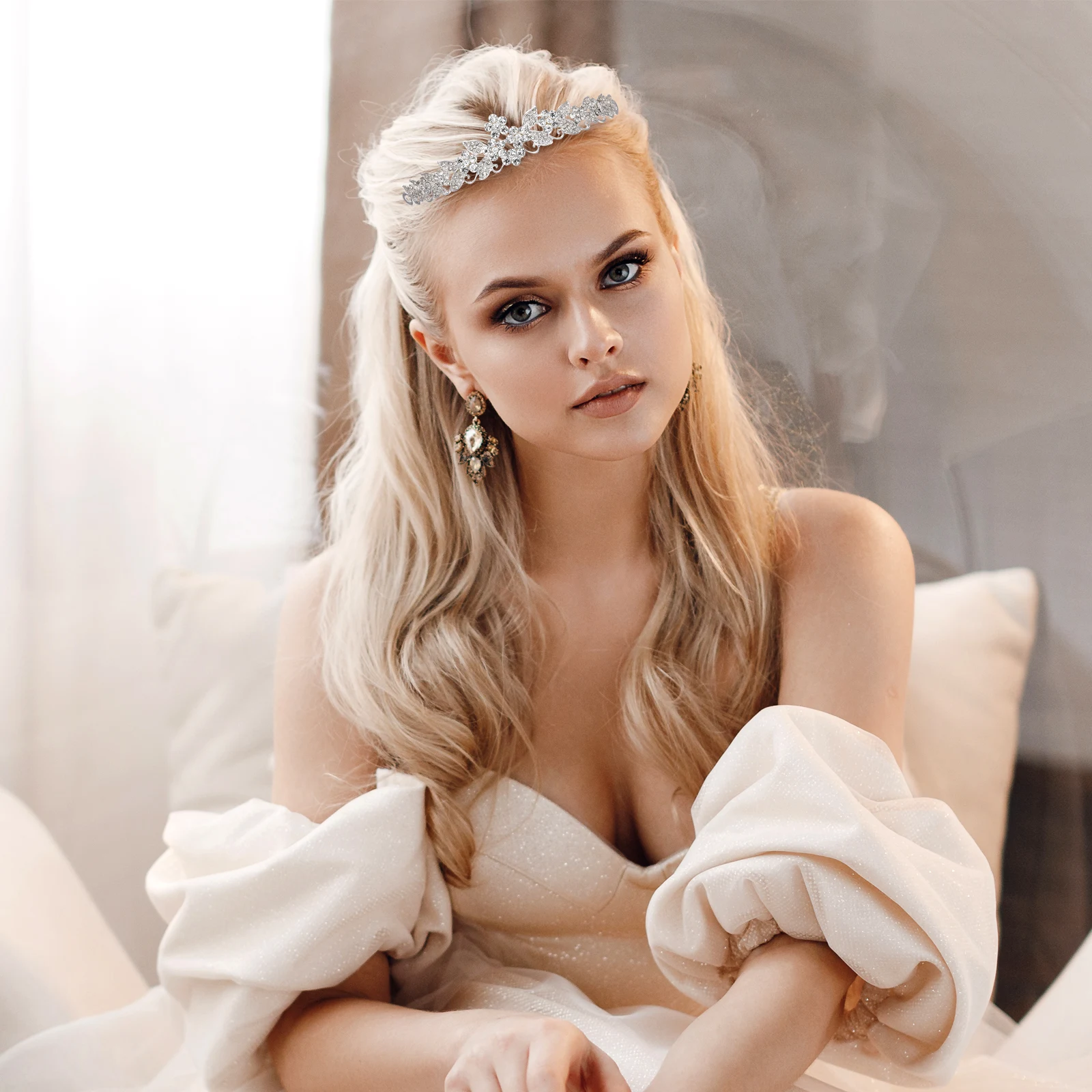 

Wedding Crown Hair Comb 15 4cm Silver Bridal Tiara Crystal Rhinestone Headband Attractive Prom Party Accessories Durable Alloy
