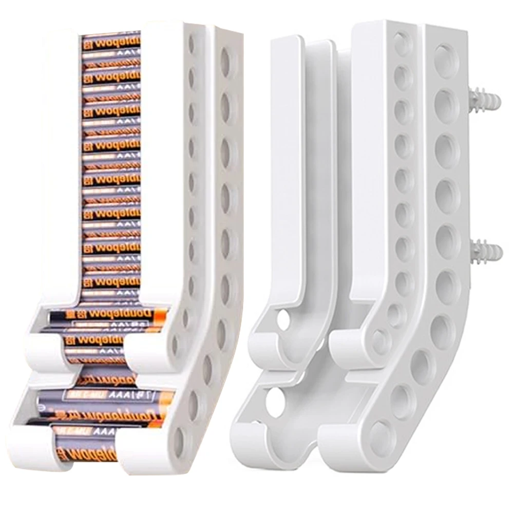 

Battery Storage Organizer Wall Mounted Battery Storage Holder AA & AAA Battery Caddy for 10 AAA & 10 AA Batteries Storage