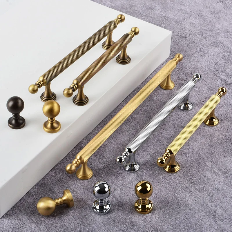 TBS9021 Shiny Gold Chrome Vertical Line Cabinet Brass Handle Polished Silver Wardrobe Drawer Knobs Furniture Door Pull