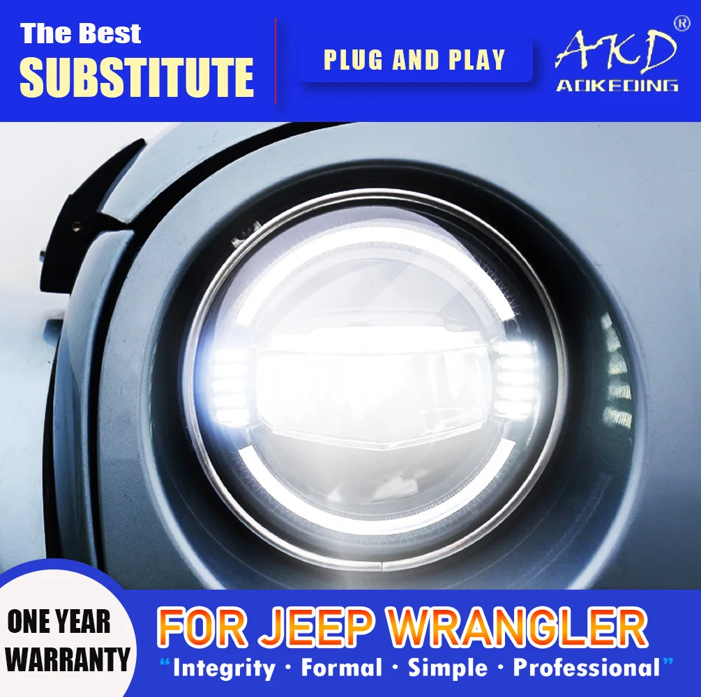 AKD Head Lamp for Jeep Wrangler LED Headlight 2007-2017 Headlights Wrangler DRL Turn Signal High Beam Angel Eye Projector Lens