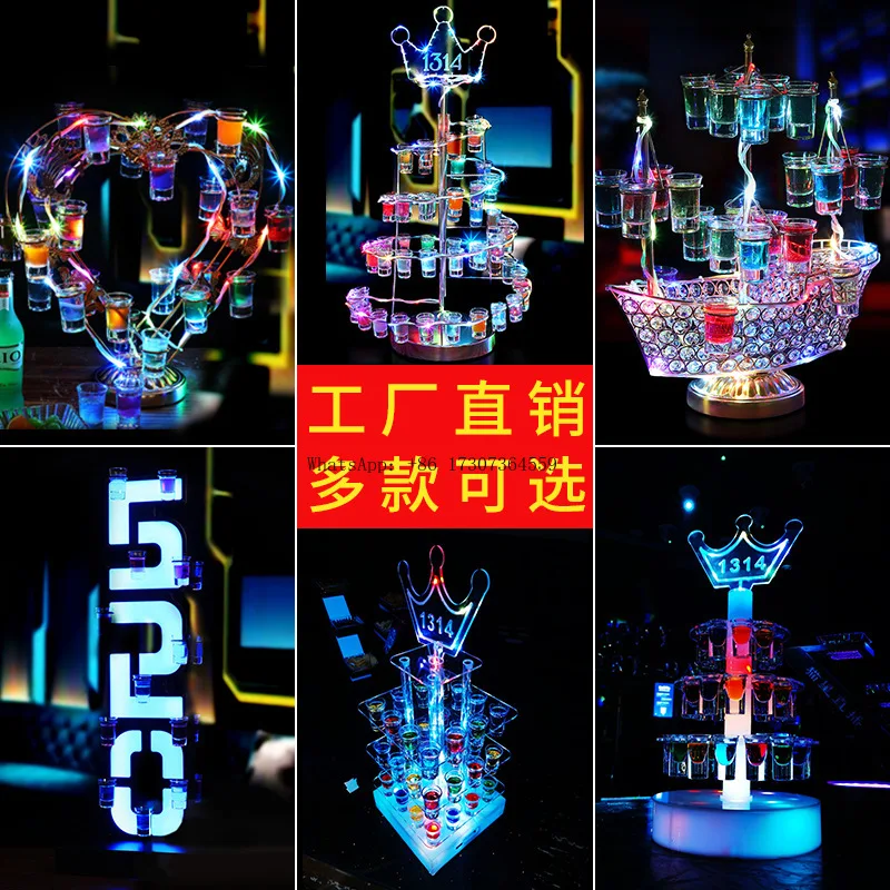 

Luminous cocktail glass holder bar ktv1314 champagne wine rack 520 heart-shaped led three-layer creative wine rack