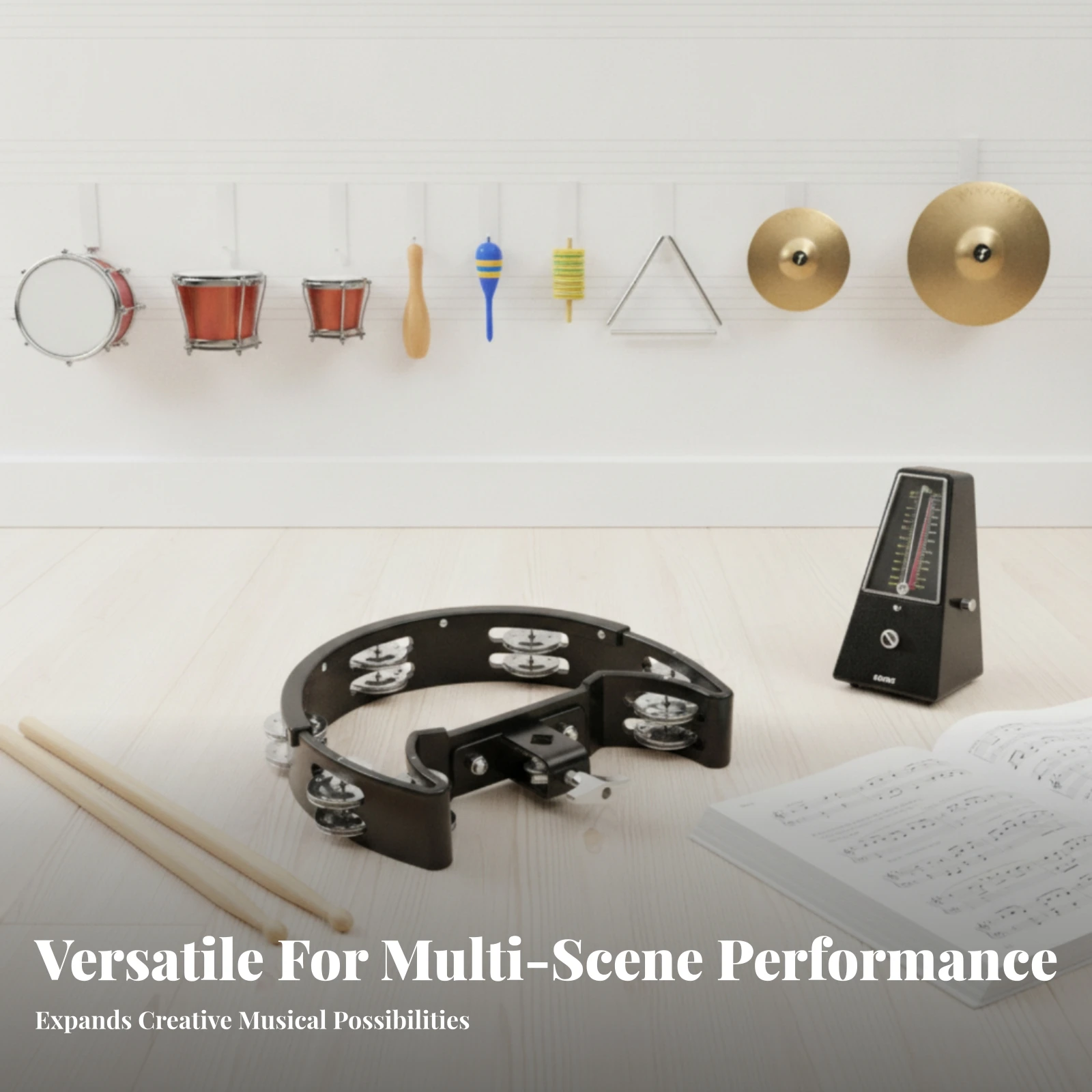 Double Row Clatter Disc Easy To Install Drum Set Tambourine Drum Set Clatter Disc Bright Sound Mountable Tambourine