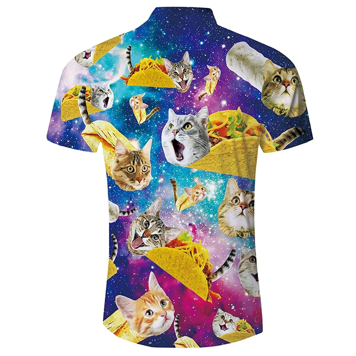 Summer Harajuku Short sleeve Shirts Funny Galaxy Taco Pizza Cat 3D Printed Hawaiian Shirt Mens Harajuku Casual Shirt Drop Ship