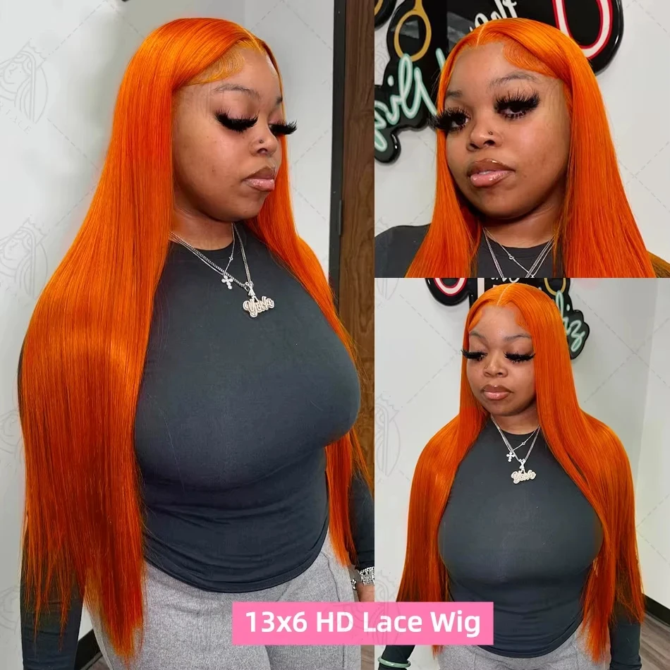 350 orangefarbene, knochenglat – Hd Lace Frontal Wig Human Hair Pre Plucked Bewertung und Preis