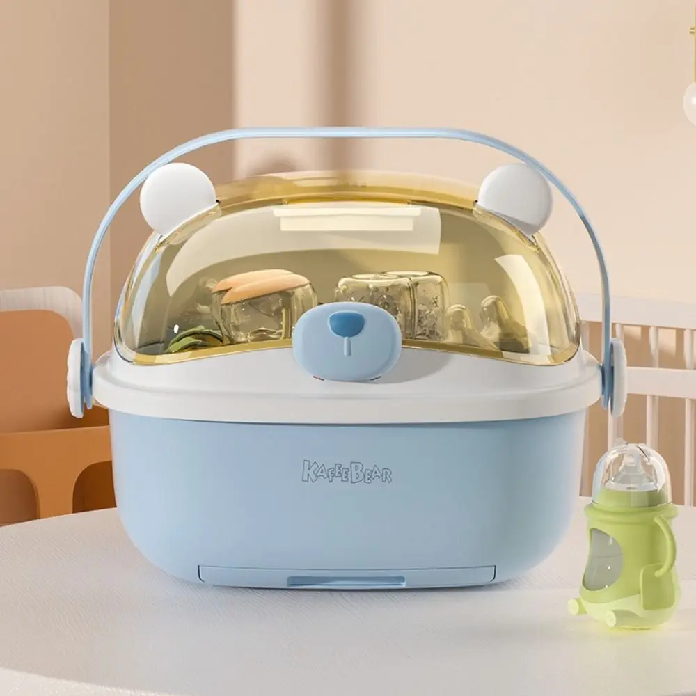 

Plastic Baby Bottle Storage Box Drain Tray Large-capacity Tableware Drying Rack With Lid Dustproof Tableware Storage Cabinet