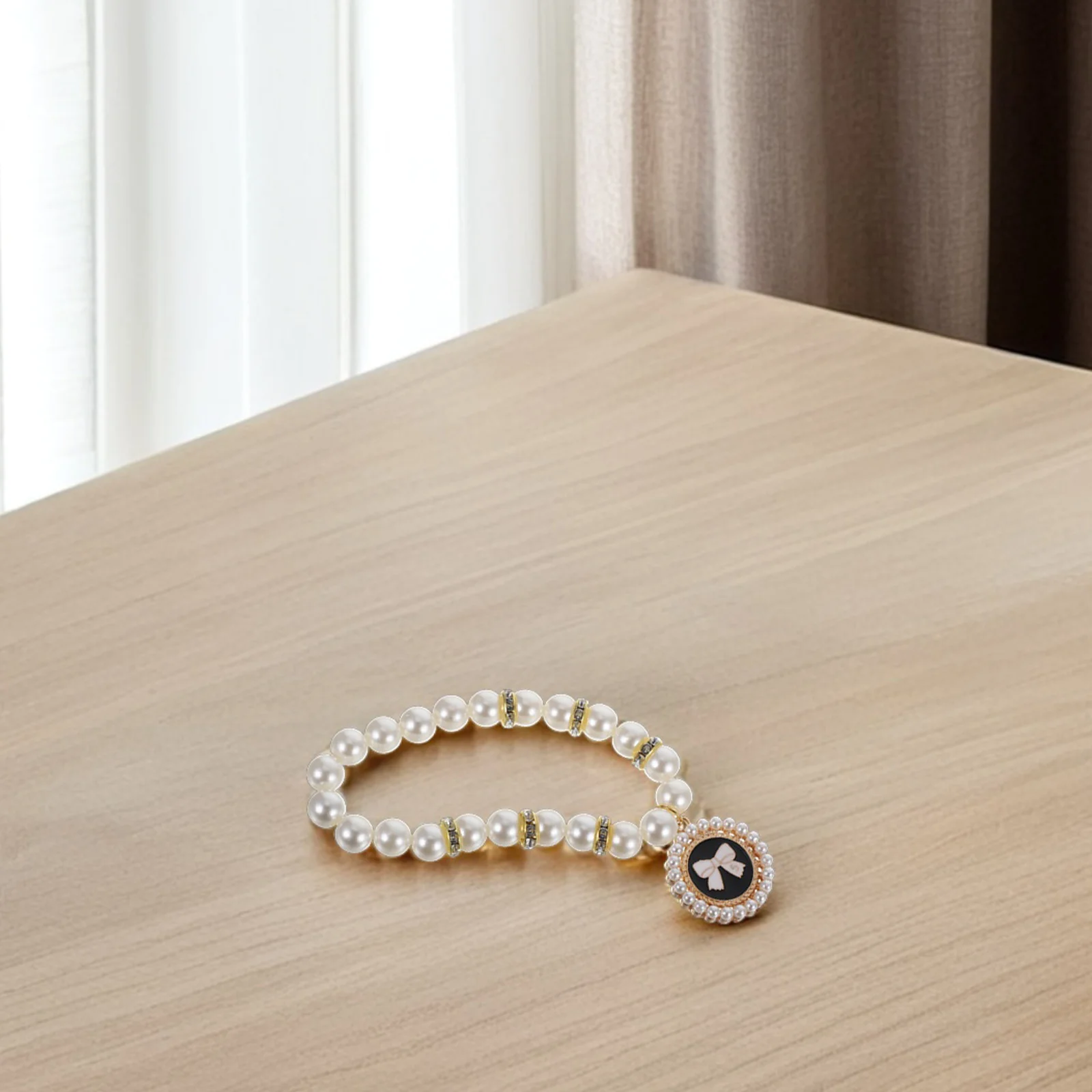 

Pet Pearl Necklace Chain for Cat Dog Collar Girl Jewelry Abs Bows Cats Female Bone Pendant