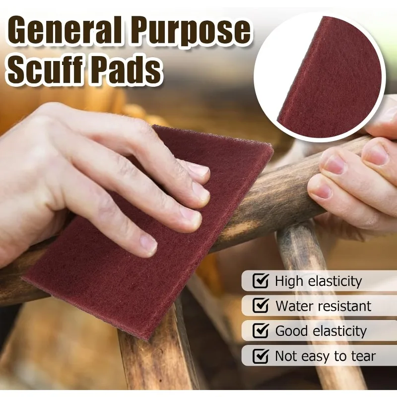 6Pcs Scotch Brite 7447 Very Fine Grade General Purpose Sanding Hand Pads 200 X 125mm / 8' X 5' Red