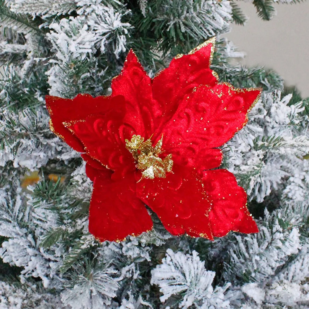 Practical Fake Flowers Christmas 28*28cm 4 Pcs Christmas Tree Decor Home Decorations Reusable Tree Hanging Flower