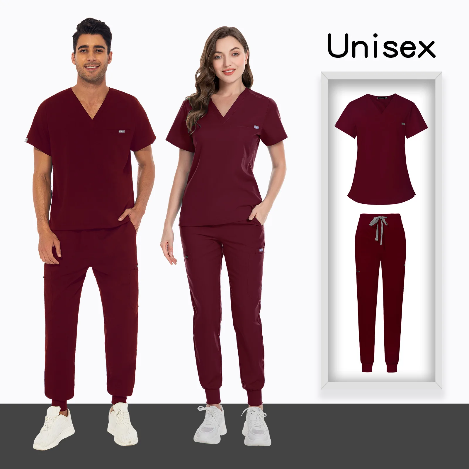 Uniformes médicos Unisex, uniforme clínico, ropa de enfermería, disfraz de médico, enfermera, conjuntos de ropa de trabajo de dentista, incluye Tops y pantalones