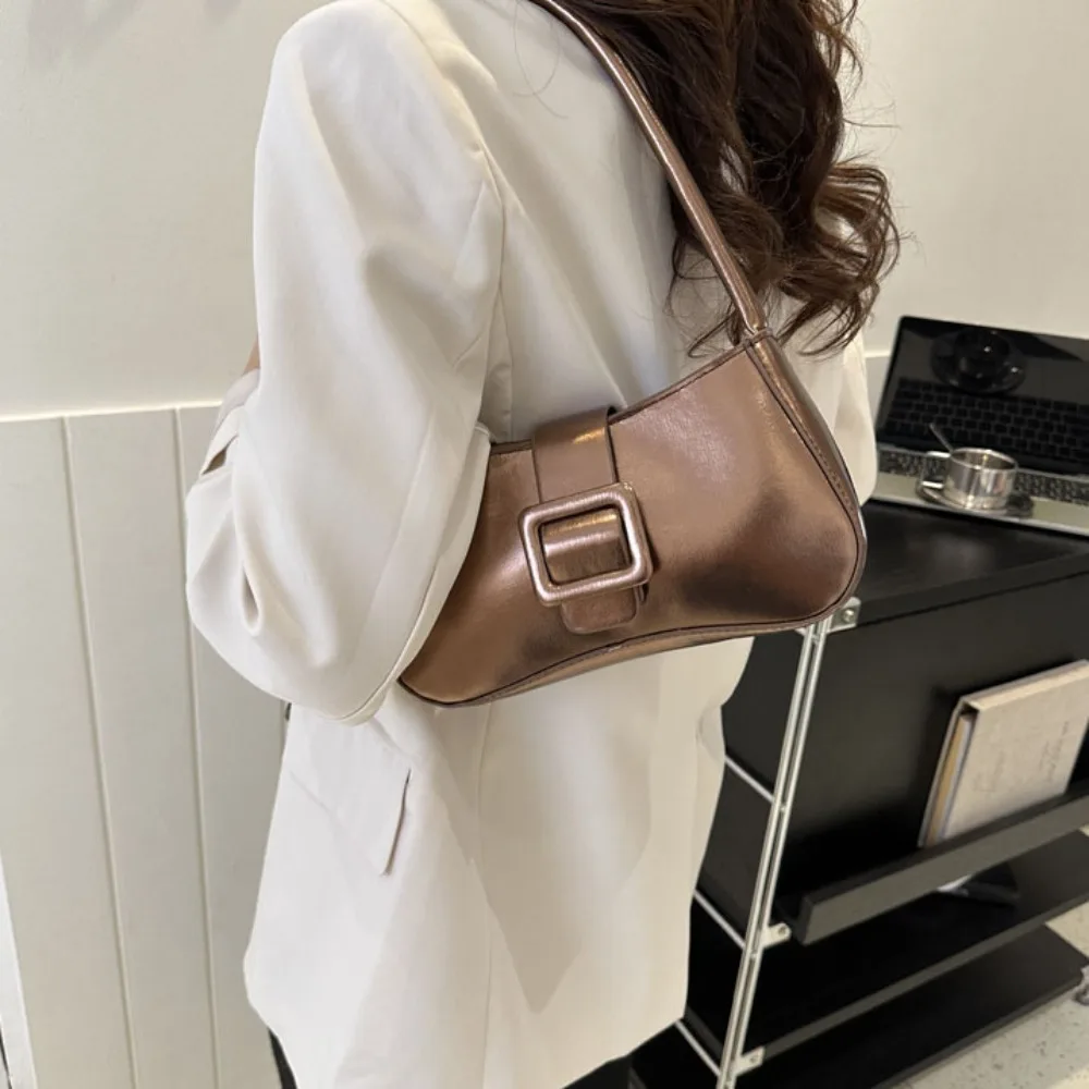 2024 Trendy Underarm Bag Solid PU Leather Shoulder Bag Totes Bag Daily Commuting Bag Casual Sling Bag