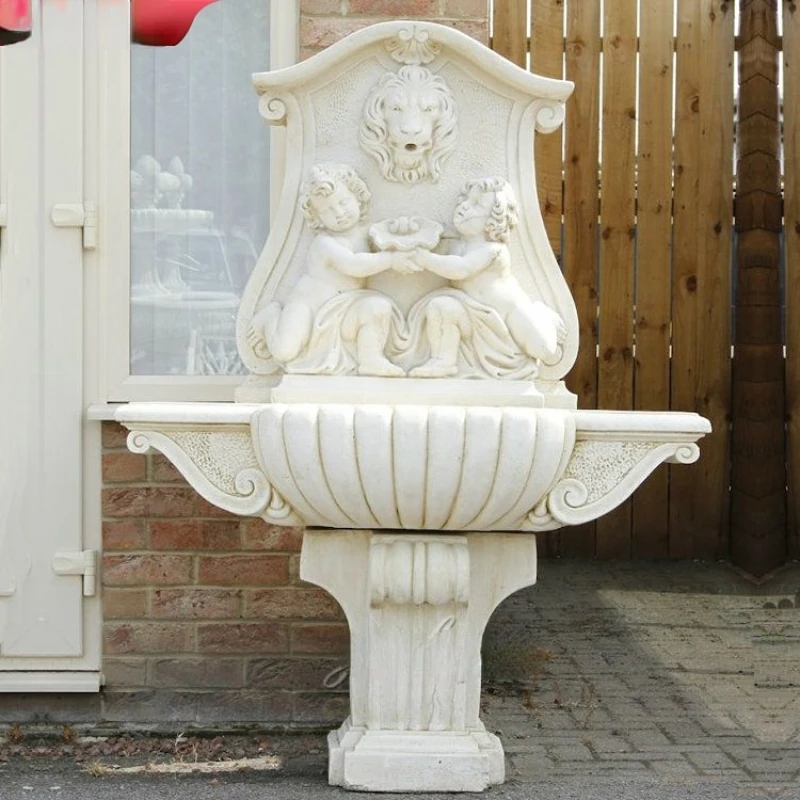 

Natural Marble Sculpture Bathroom Free Standing Wash Basin with One or Two Sinks