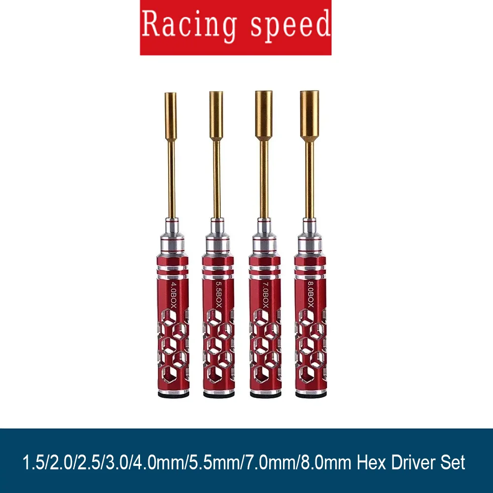 4PCS Allen Screwdriver 1.5/2.0/2.5/3.0/4.0mm/5.5mm/7.0mm/8.0mm Hex Driver Set RC Tool Kit for RC Car Drone Tank