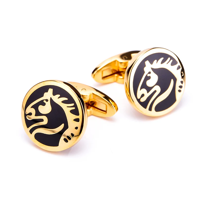 KFLK French shirt cufflinks for mens Brand Animal Cuff links Luxury Wedding Buttons Gold-color High Quality Horse guests