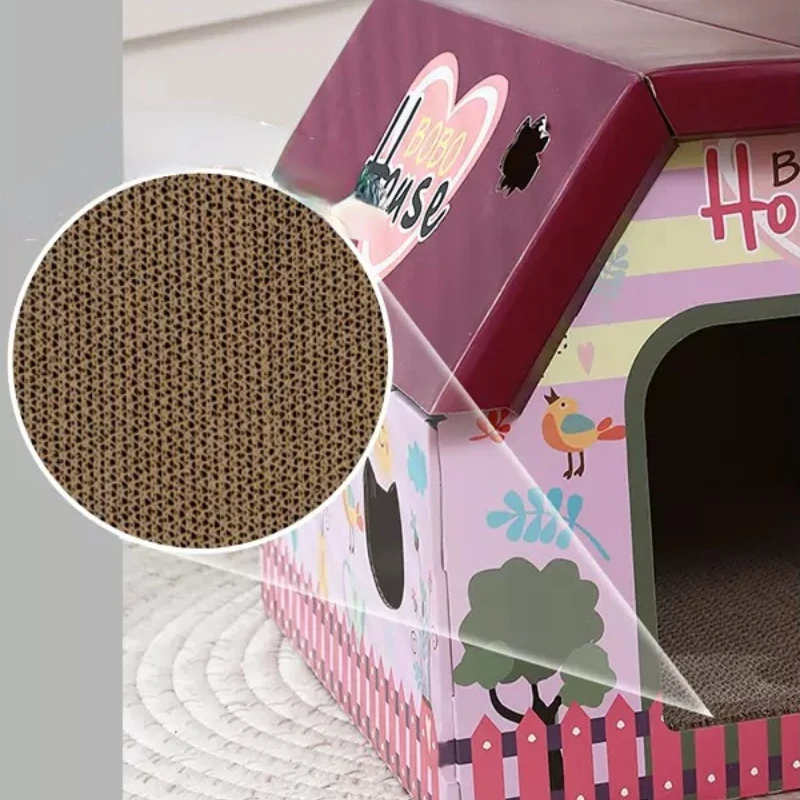 Cat Cardboard Box House Cat Nest Cat Scratch Board Integrated Vertical Box Large Cute Corrugated Paper Claw Grinding Supplies Ca