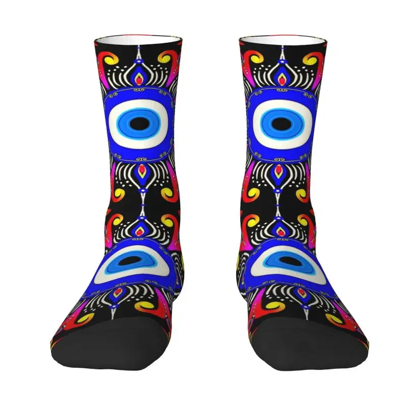 

Harajuku Mediterranean Evil Eye Socks Men Women Warm 3D Printed Turkish Amulet Culture Basketball Sports Socks