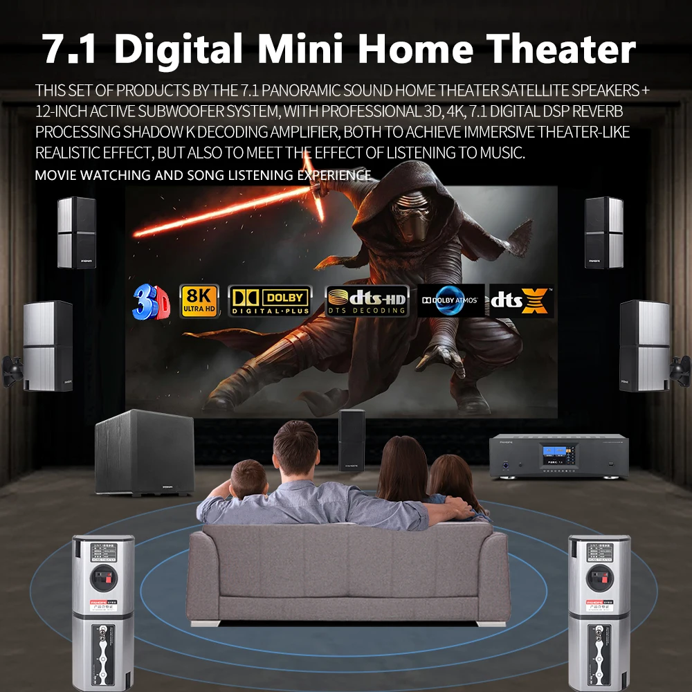 7.1DTS نظام صوت المسرح المنزلي - مراجعة Surround Sound Decoder وسعره