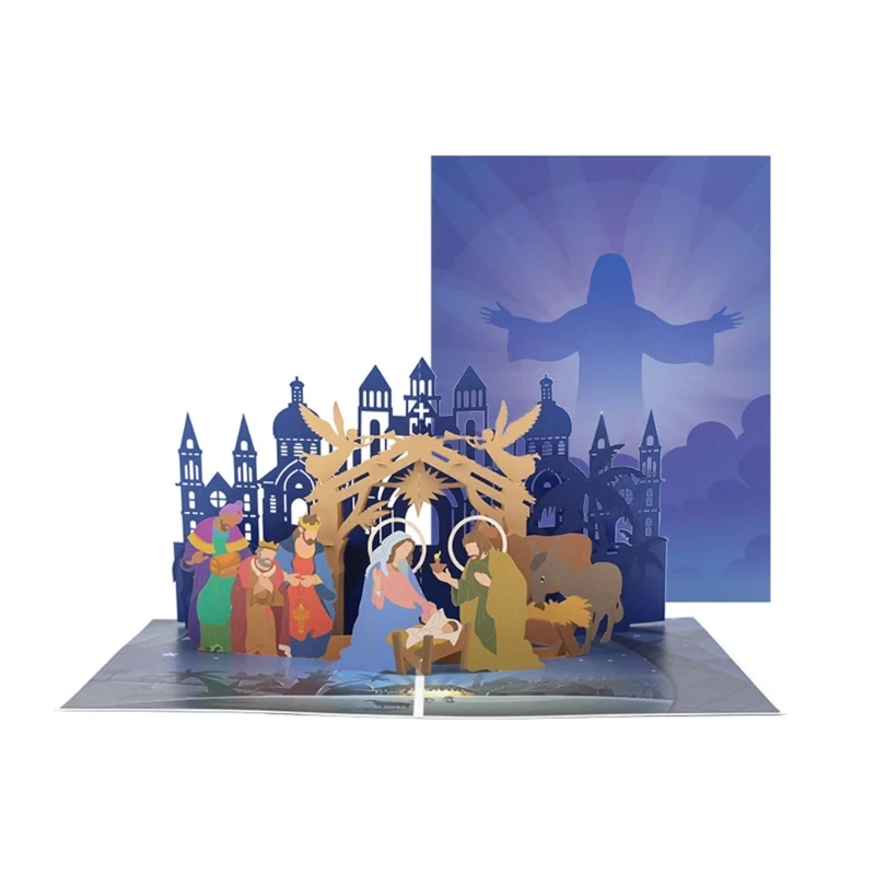 

3D Christmas Popup Card for Holiday Enthusiasts Blessing Postcard with Envelope