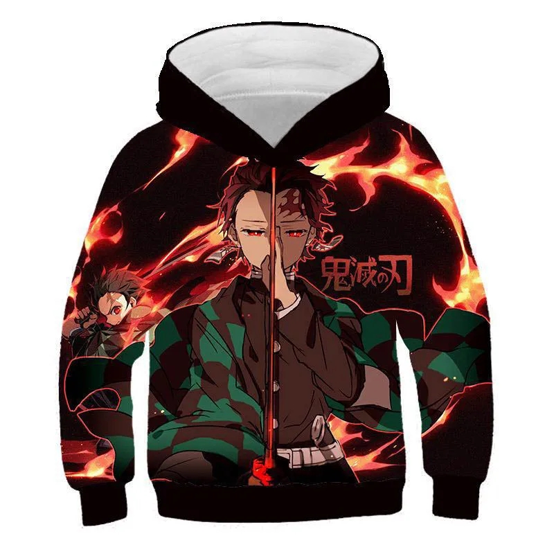 Anime Demon Slayer Hoodie Kids Fashion Sweatshirt Boy Tops Cartoon Autumn Baby Girl Hoodies Casual Children Hooded Boys Clothing