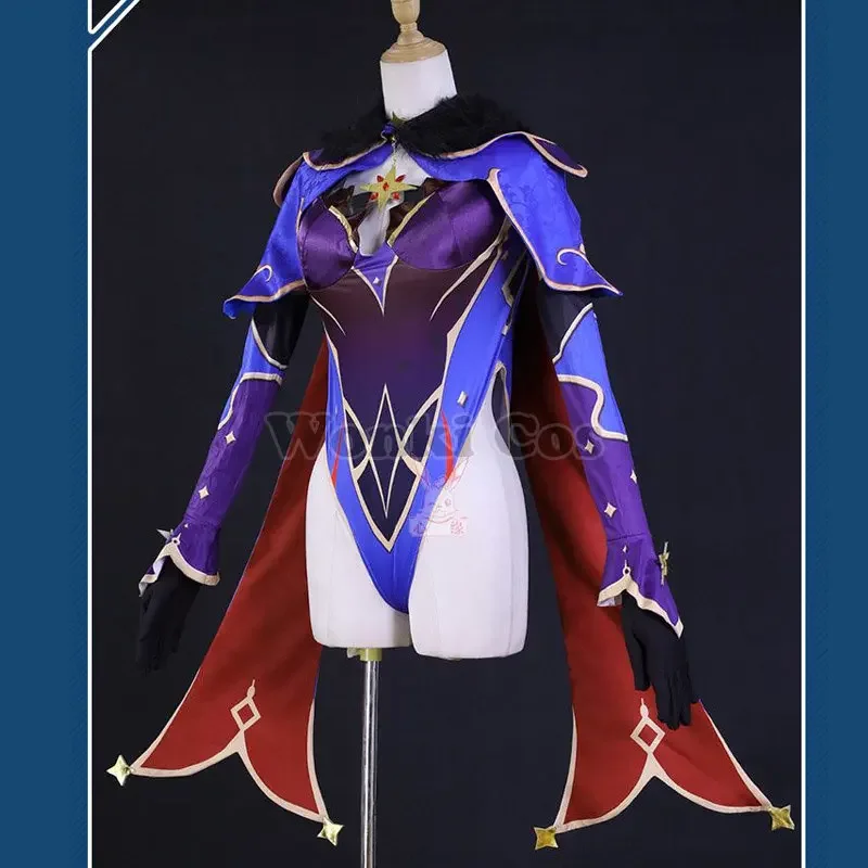 Genshin Mona Cosplay Kostüm Perücke Loli Kleid mit Umhang Hut Komplettset Genshin Impact Mona Cosplay Kostüme für Frauen Mädchen Outfits