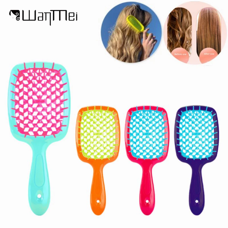 

1PC Tangled Hair Comb Detangling Hair Brush Massage Combs Hollow Out Anti-static Scalp Brush Wet Curly Salon Hairdressing Tool