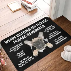 Cute French Bulldog Front Door Mat Anti-Slip Outdoor Waterproof Frenchie Dog Doormat Living Room Entrance Rug Carpet
