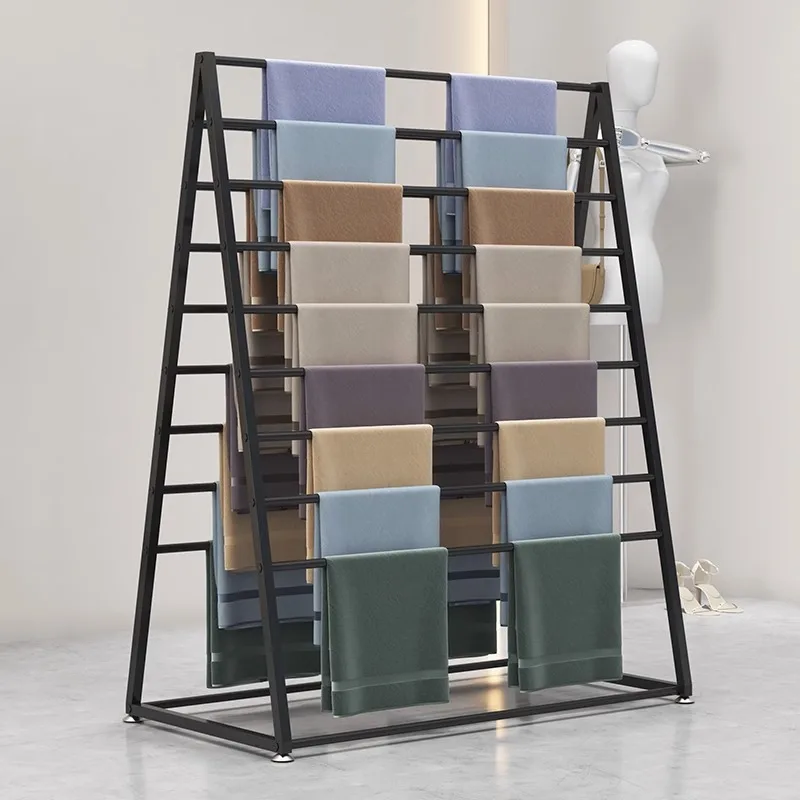 Scarf rack Clothing display rack Floor-to-ceiling pants Silk scarf fabric Towel Bath towel Wrapping paper Multi-layer sample