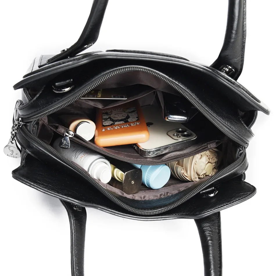 3 Layers Large Capacity Designer Women Top-Handle Bags Shoulder Crossbody Bags for Women Luxury Patent Leather Casual Tote Bag