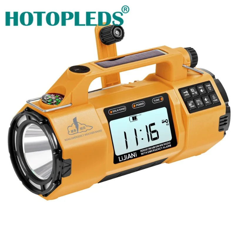 

5000mah Multi-Function Emergency Radio with AM/FM/SW/ ＮＯＡＡ Large Flashlight Large Speaker Hand-Crank Generator