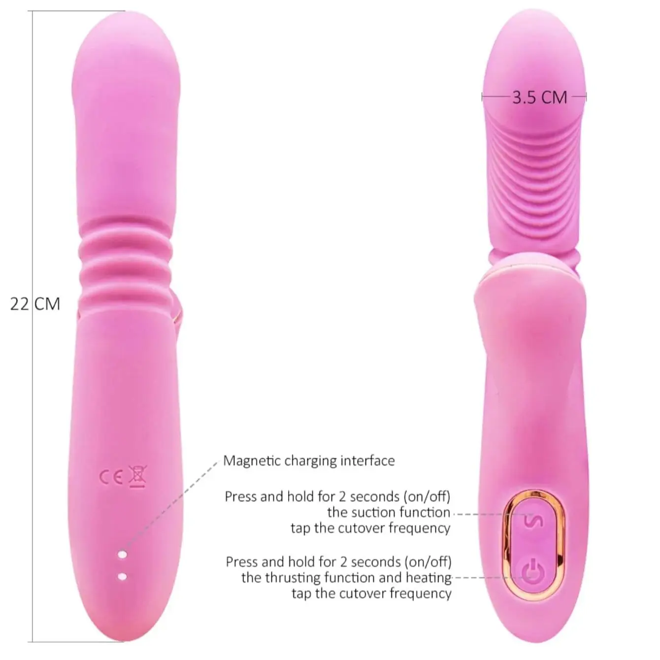 3in1 Heating Rabbit Vibrator Women Clitoris G-Spot Stimulator Powerful Sucking Thrusting Dildo Wand Sex Toys For Couples Massage