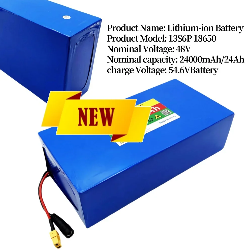 ！🎊 48V 24000mAh 13S6P Li-ion Battery Pack 48V 24AH 18650 1500W Electric, Scooter And Bicycle Battery, Built-in 50A BMS+charger