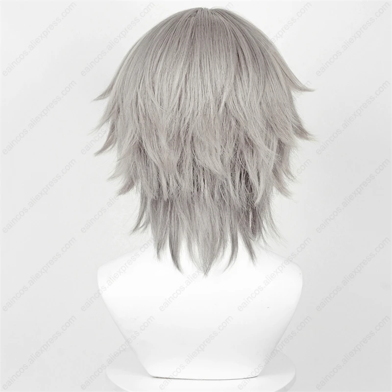 HSR Peluca de Cosplay Trailblazer para hombre, pelo sintético resistente al calor, gradiente gris, 36cm