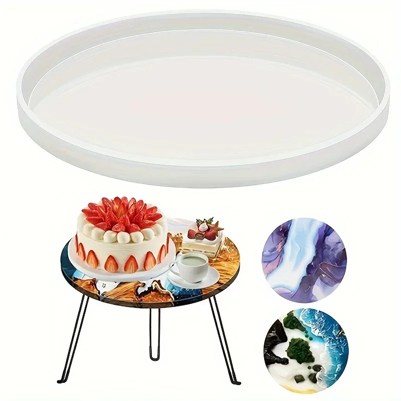 19.7 Inch Round Epoxy Table Resin Molds, Reusable DIY Art Home Decoration Resin Tray Silicone Mold For River Table