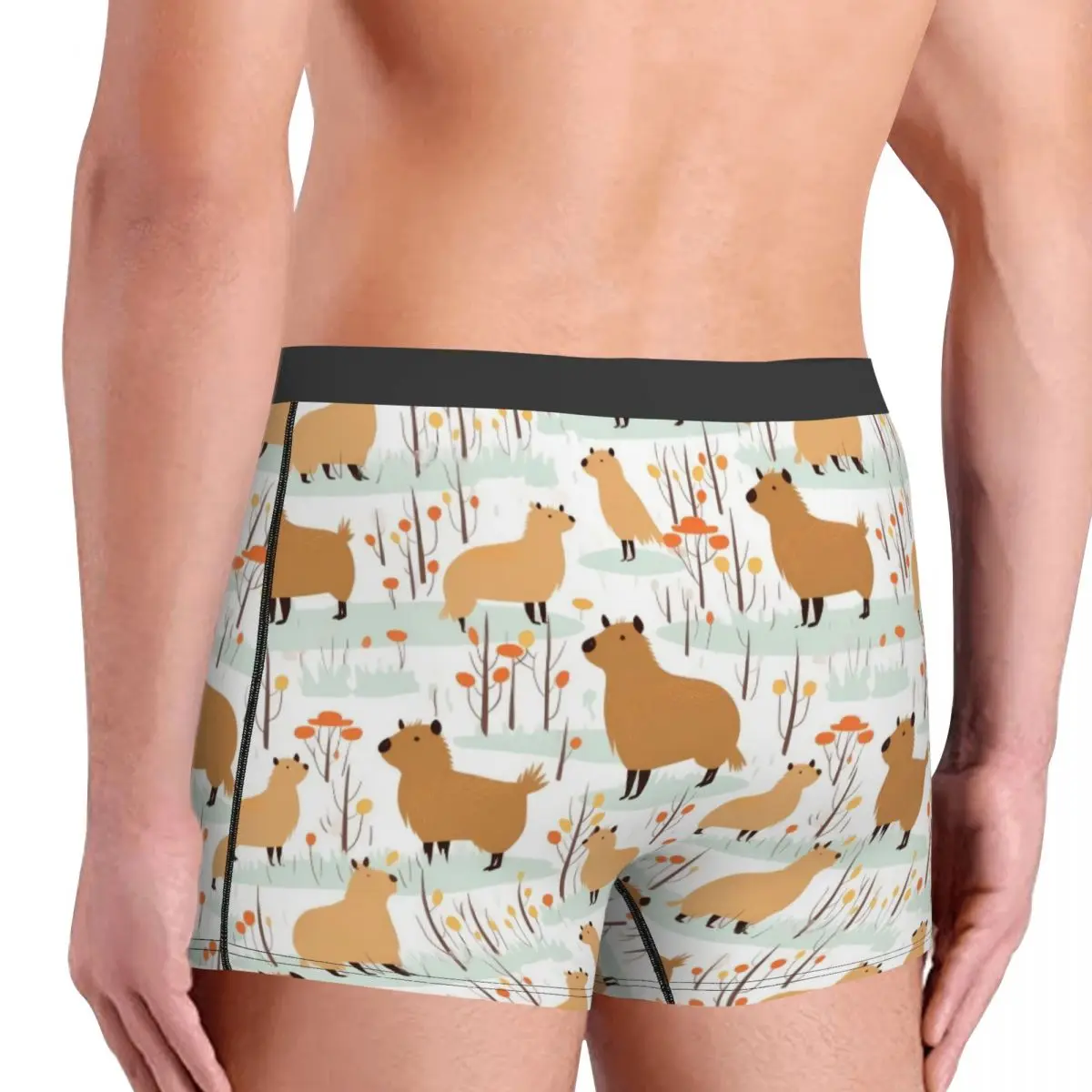Custom Flat Pattern Of Capybaras And Trees Pattern Boxers Shorts Men Briefs Underwear Cool Underpants