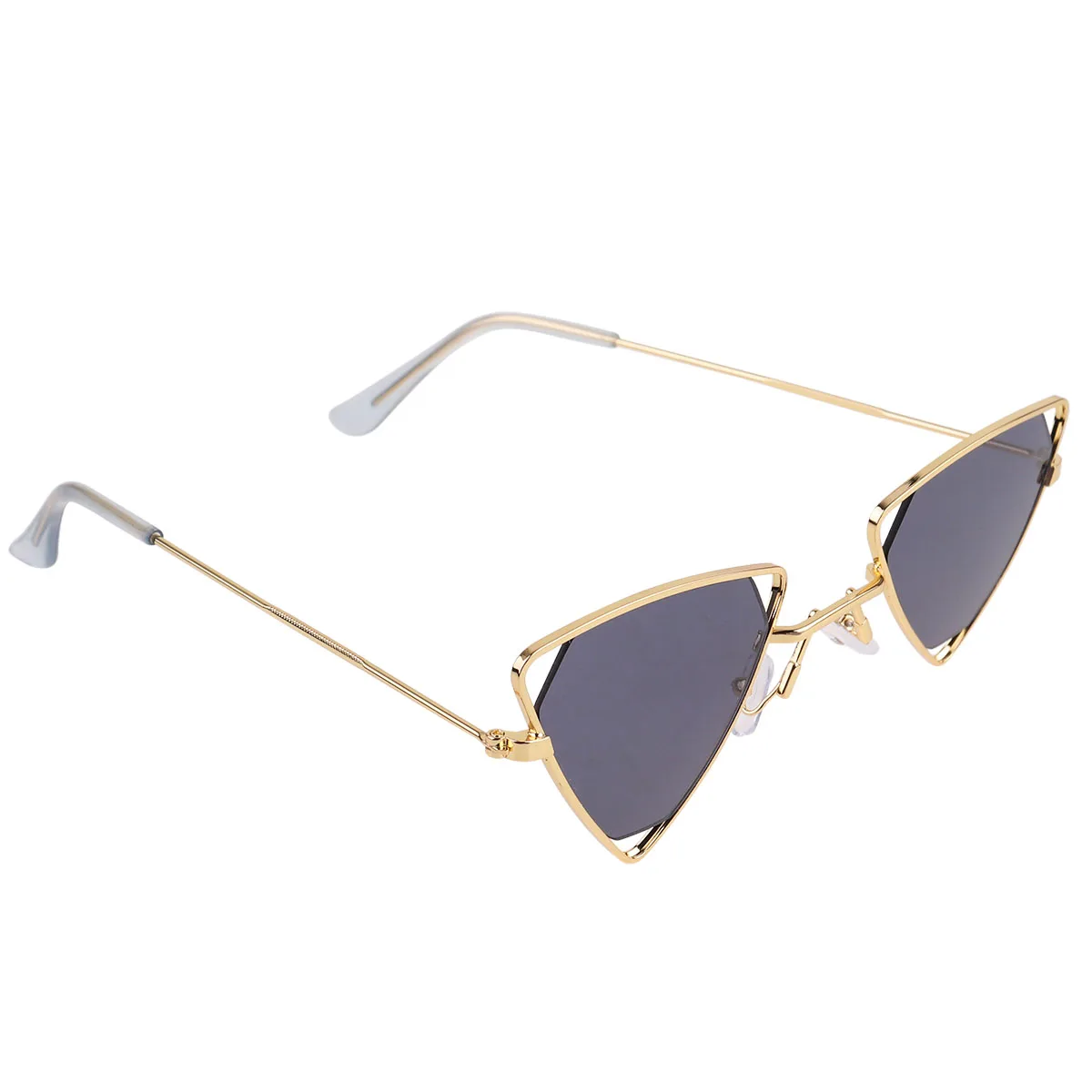 

1Pc Metal Frame Sunglasses Lightweight Uvproof Personality Three Pointed Star Glasses Fashion Chic Eyewear For Women Grey Golden