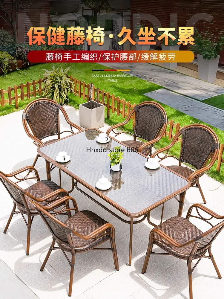 Tabela exterior do Rattan e combinação da cadeira, jogo do balcão