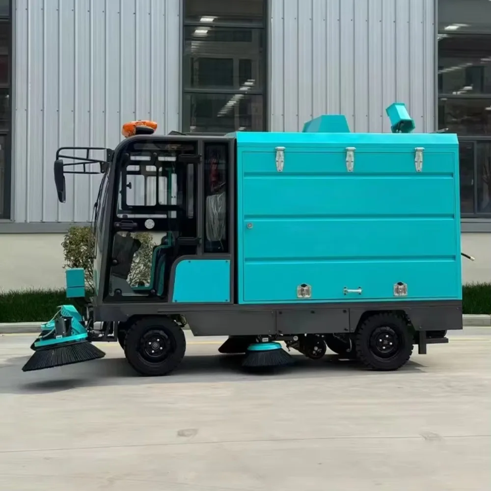 Four-Wheel Battery Electric Road Sweeper with Fully Enclosed Cab Self-Propelled Motor Multi-Functional Leaf Collector