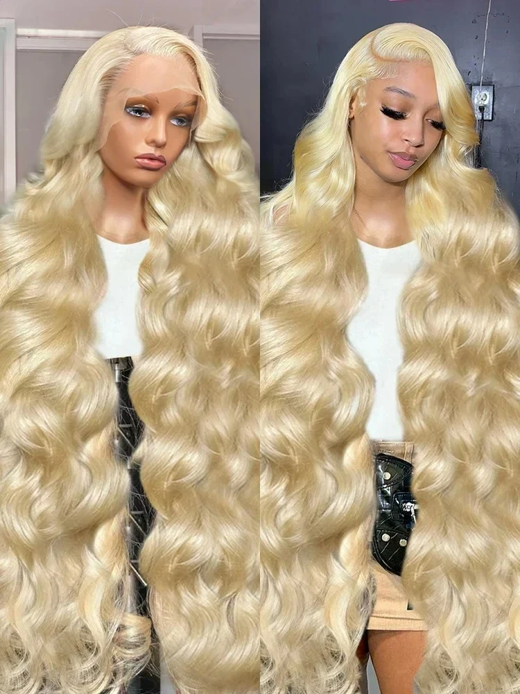 40Inch 613 Body Wave Blonde 13x6 Hd Lace Frontal Human Hair Wig Brazilian Color Water Wave Lace Front Wig For Women 250% Density