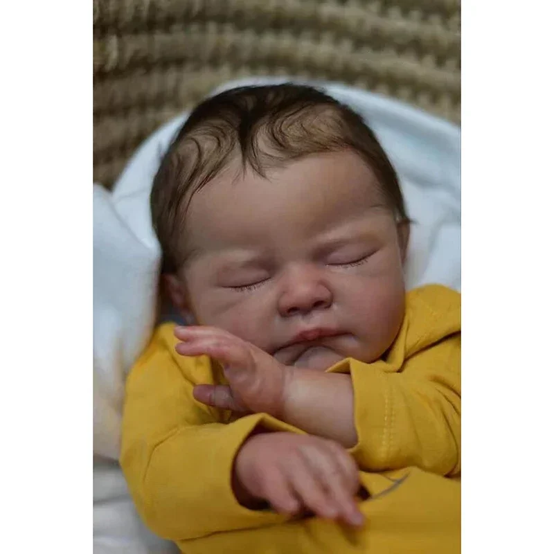 

20inch Reborn Baby Doll August Already Painted Finished Sleeping Baby Doll 3D Painting with Hand-root Hair