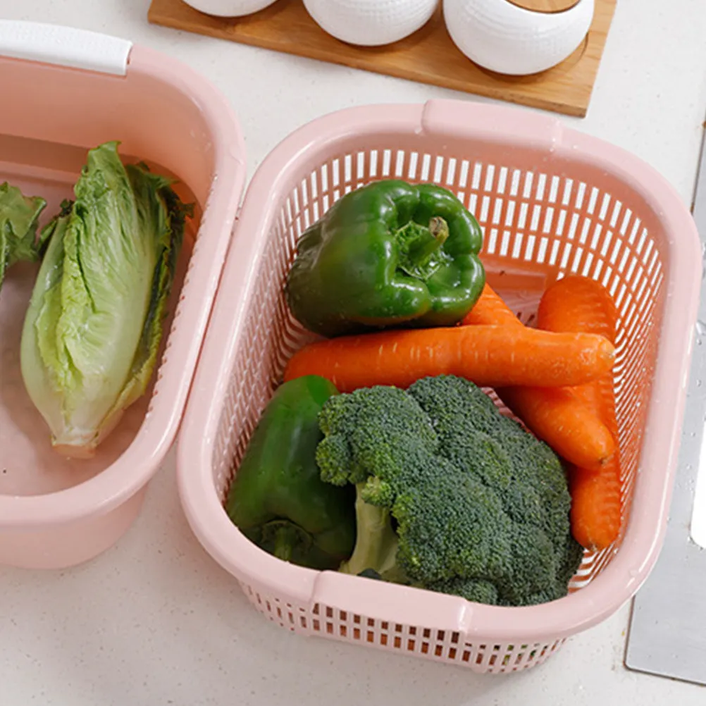 1Set Heavy Duty PP Fruit Drain Basket with Uniform Hollow Holes Fast Drainage Smooth Edge Safe Use Kitchen Food Basket Fruit