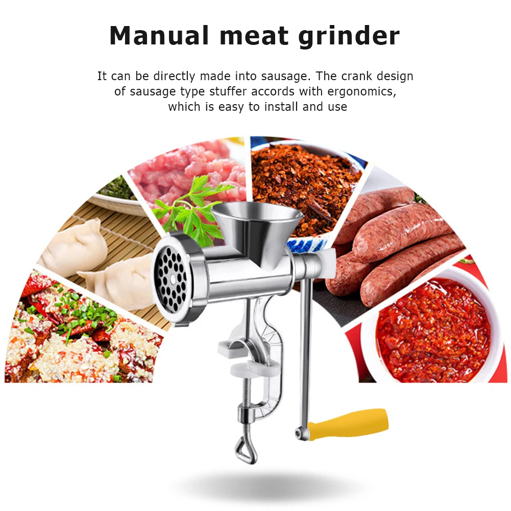 Manual Meat Grinder Sausage Stuffer Machine With Tabletop Clamp Multifunction Aluminum Alloy for Meat Vegetables Beans