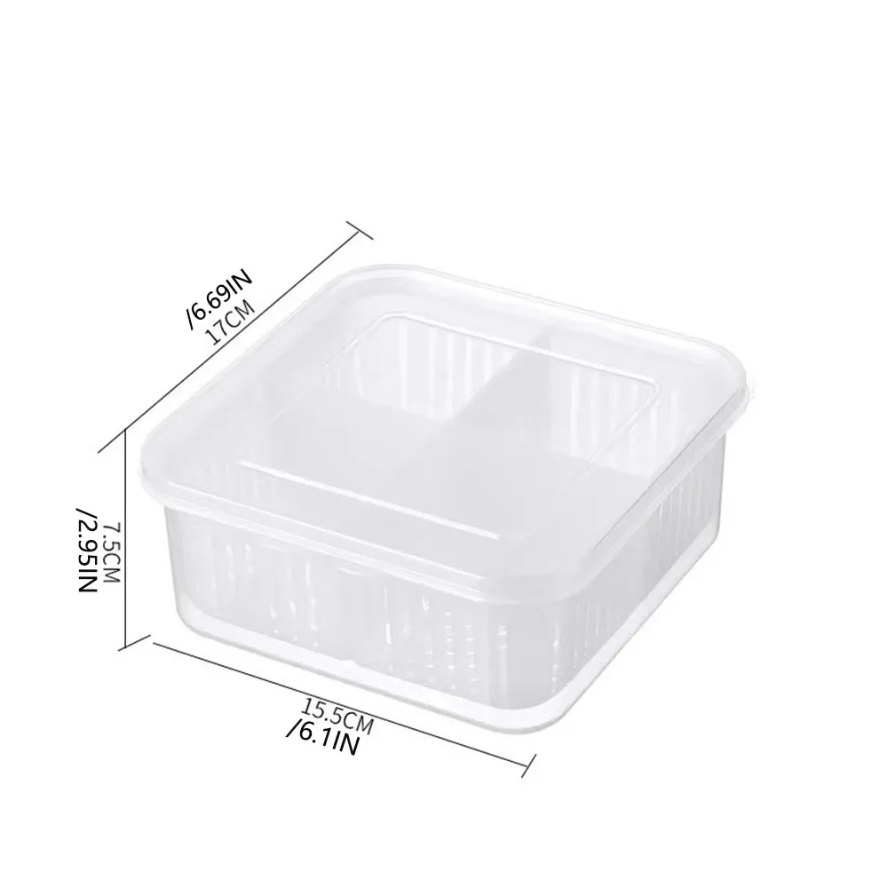 1pc Four Grid Scallion Fresh-keeping Box with Lid, Kitchen Scallion, Ginger, Garlic Storage Box, Refrigerator Storage Box